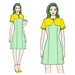 pale green short-sleeve dress with yellow trim image